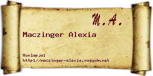 Maczinger Alexia névjegykártya
